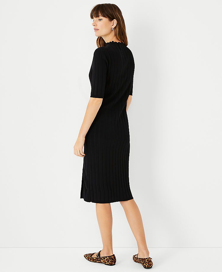 Petite Side Button Ribbed Sweater Dress