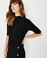 Petite Side Button Ribbed Sweater Dress carousel Product Image 3