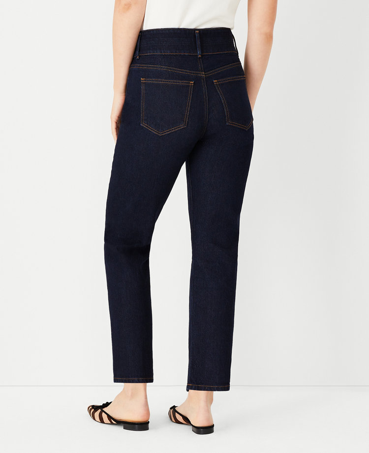 Petite Sculpting Pocket High Rise Straight Jeans in Dark Rinse