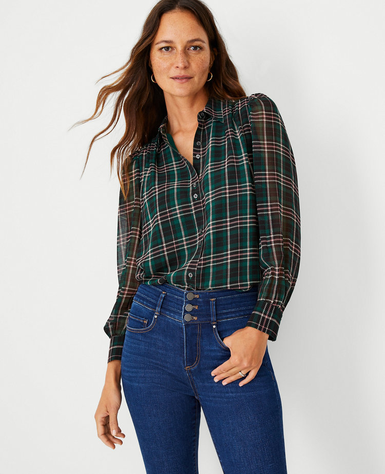 Sheer best sale plaid shirt