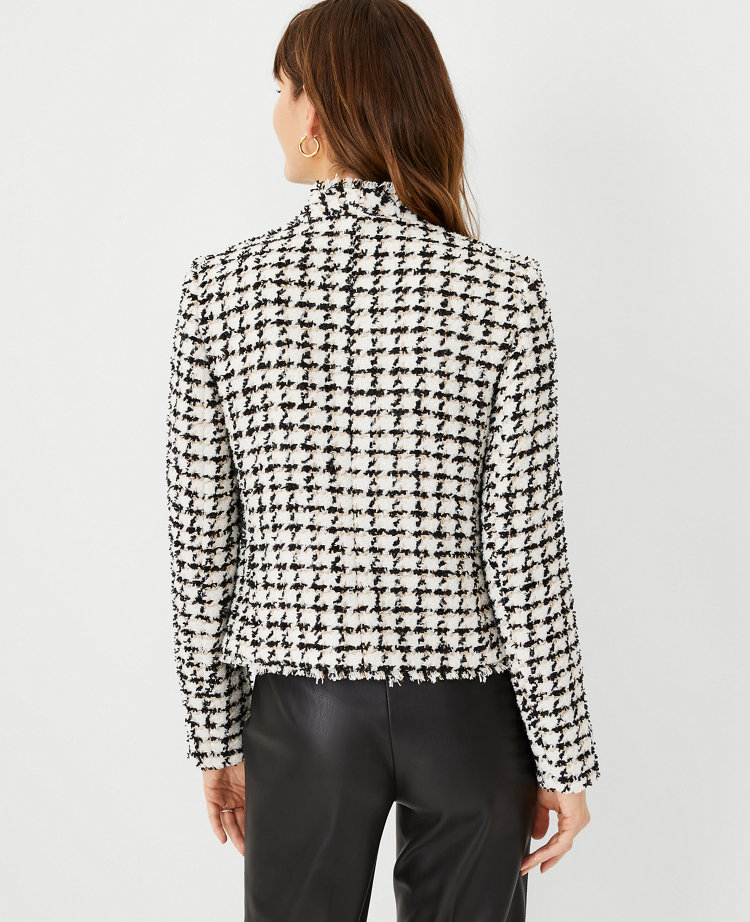 Fringe Tweed Double Breasted Jacket