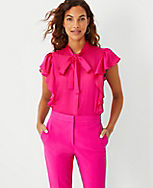 Ruffle Tie Neck Top carousel Product Image 1