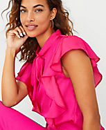 Ruffle Tie Neck Top carousel Product Image 3