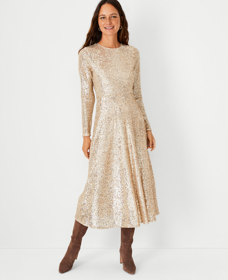 Sequin Midi Flare Dress