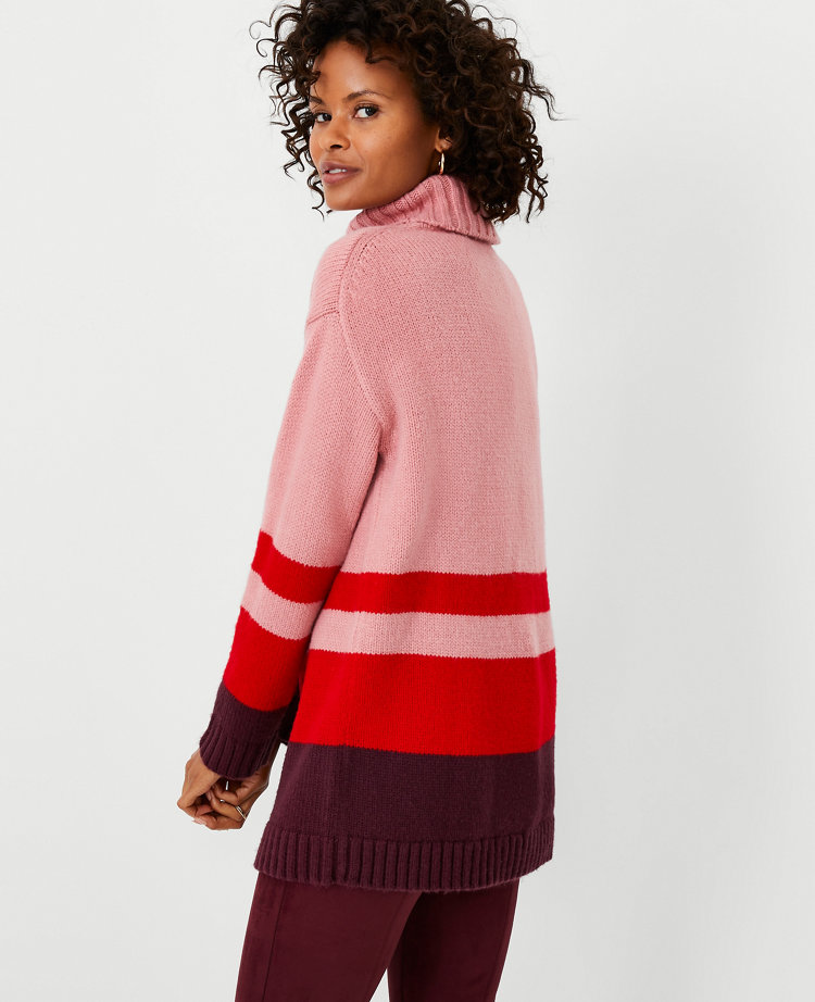 Colorblock Turtleneck Tunic Sweater