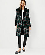 Plaid Wool Blend Double Breasted Coat carousel Product Image 1