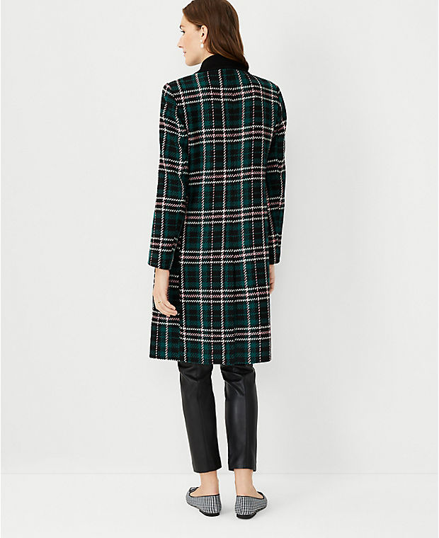 Plaid Wool Blend Double Breasted Coat