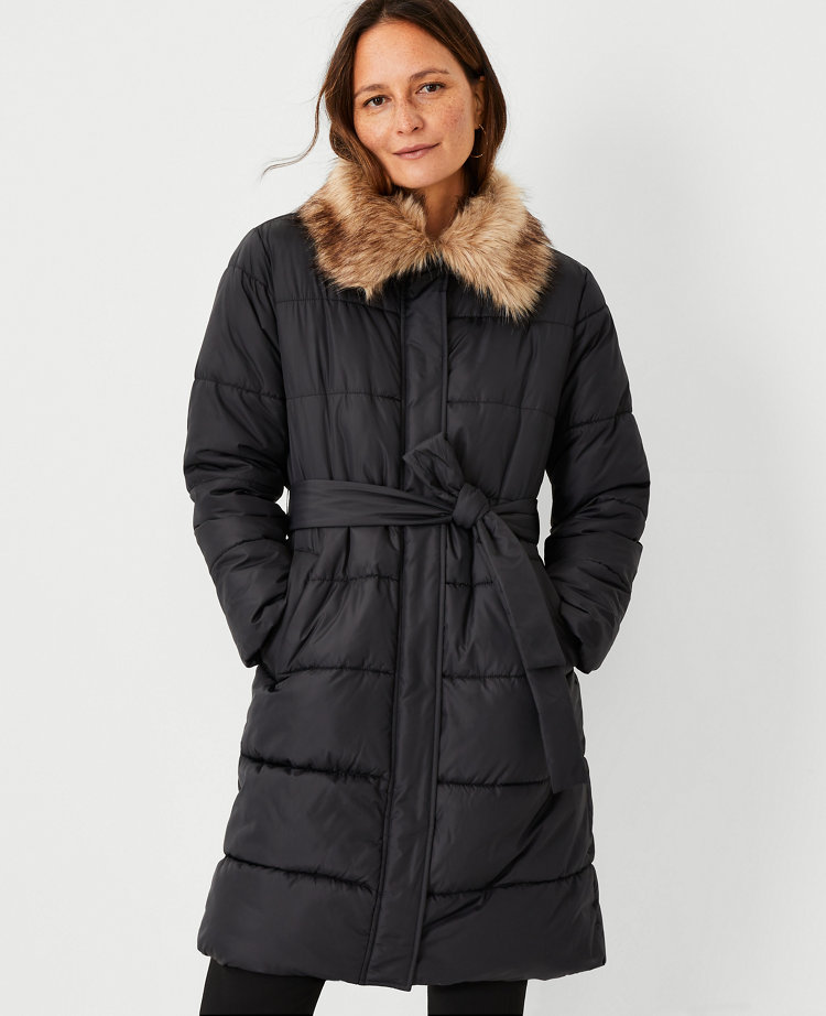 Faux Fur Collar Puffer Coat