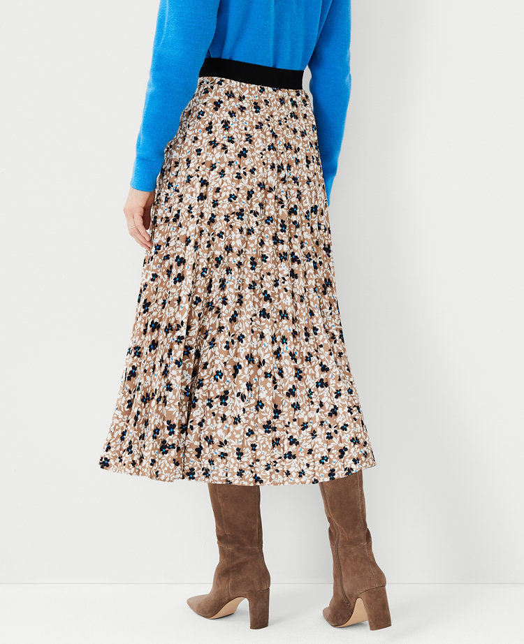 Floral Pleated Midi Skirt