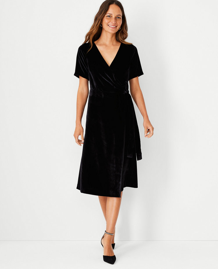 Black velvet store wrap dress