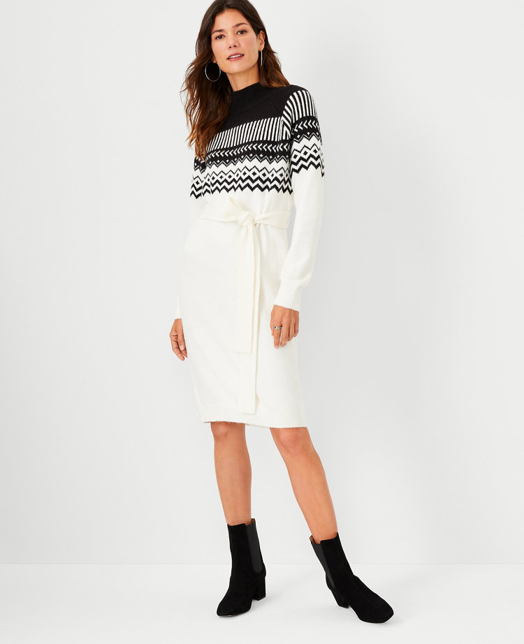 Ann Taylor: Fair Isle Belted Sweater Dress $19.94