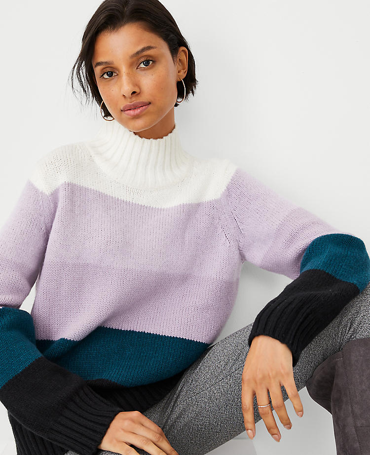 Ombre Stripe Turtleneck Sweater