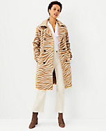 Zebra Print Belted Trench Coat carousel Product Image 1