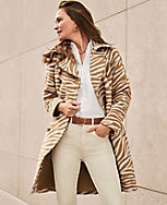 Zebra Print Belted Trench Coat carousel Product Image 4