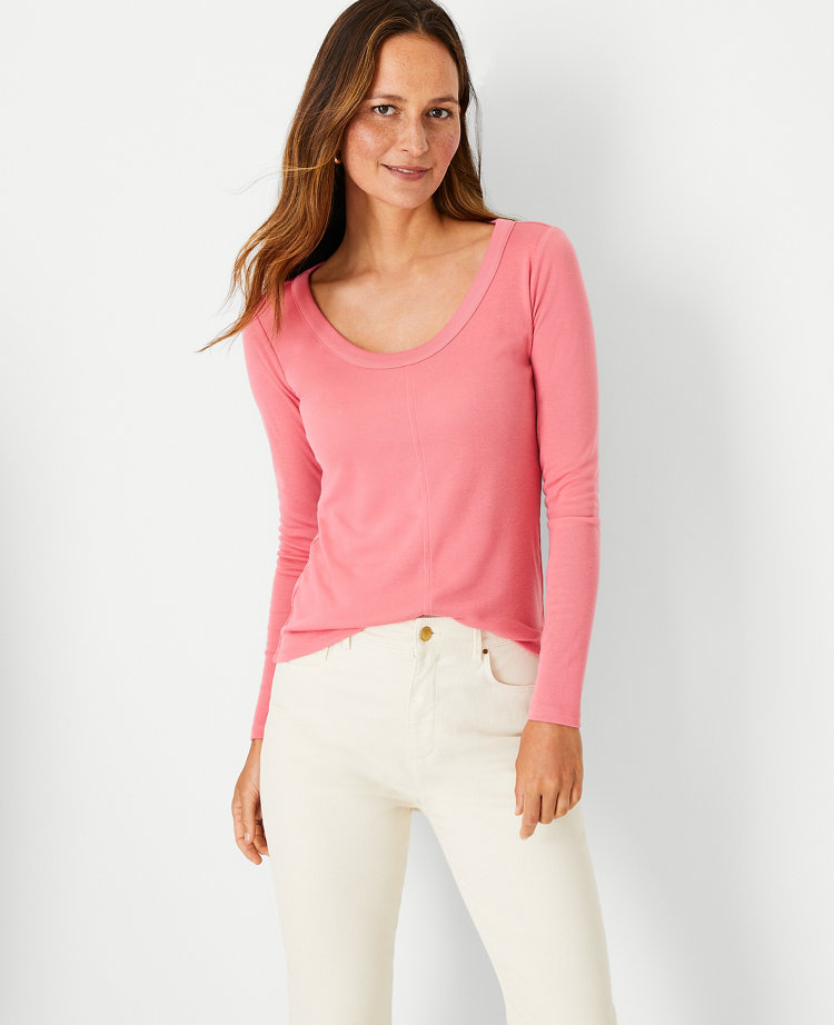 Scoop Neck Long Sleeve Top