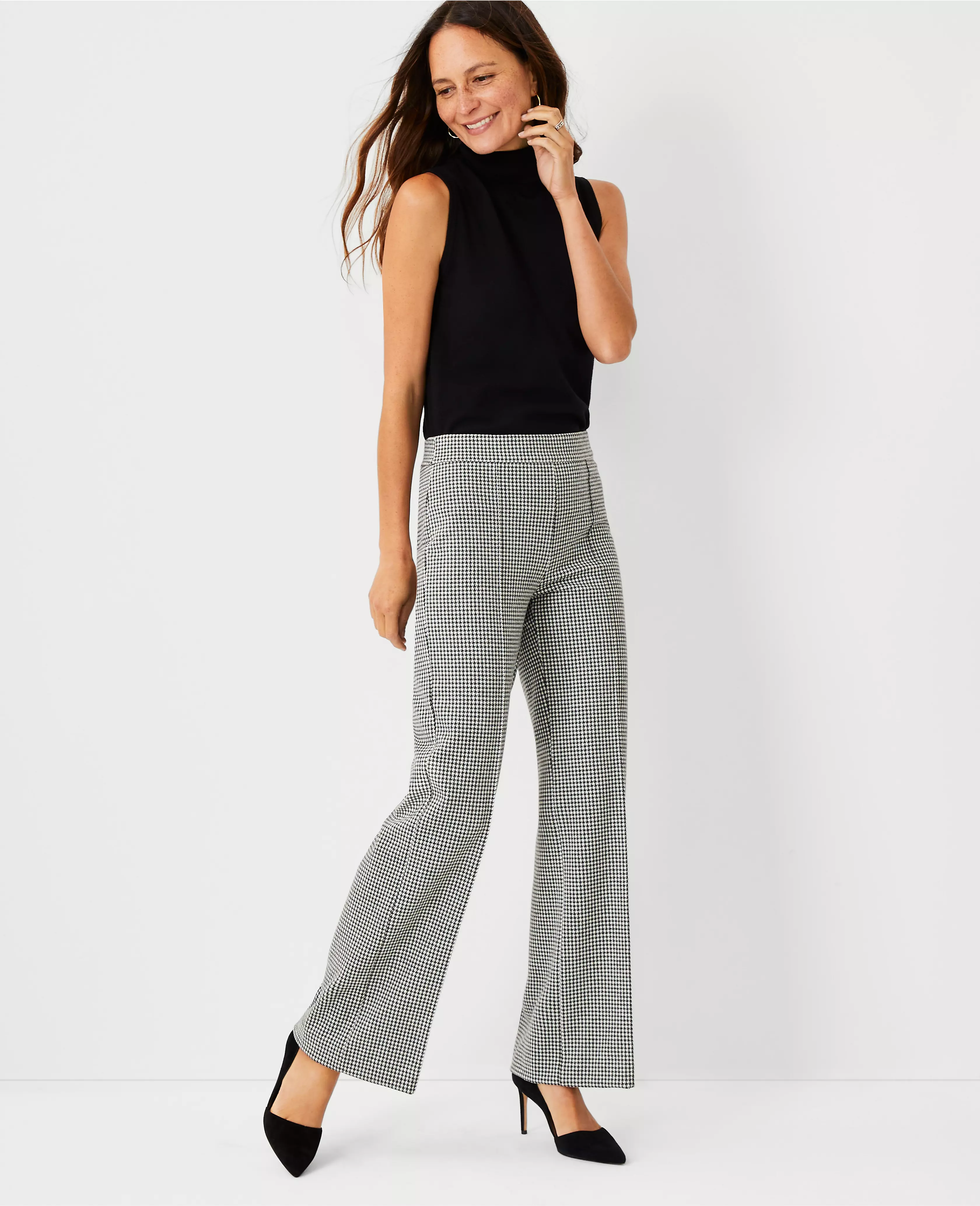 The Houndstooth Side Zip Straight Pant