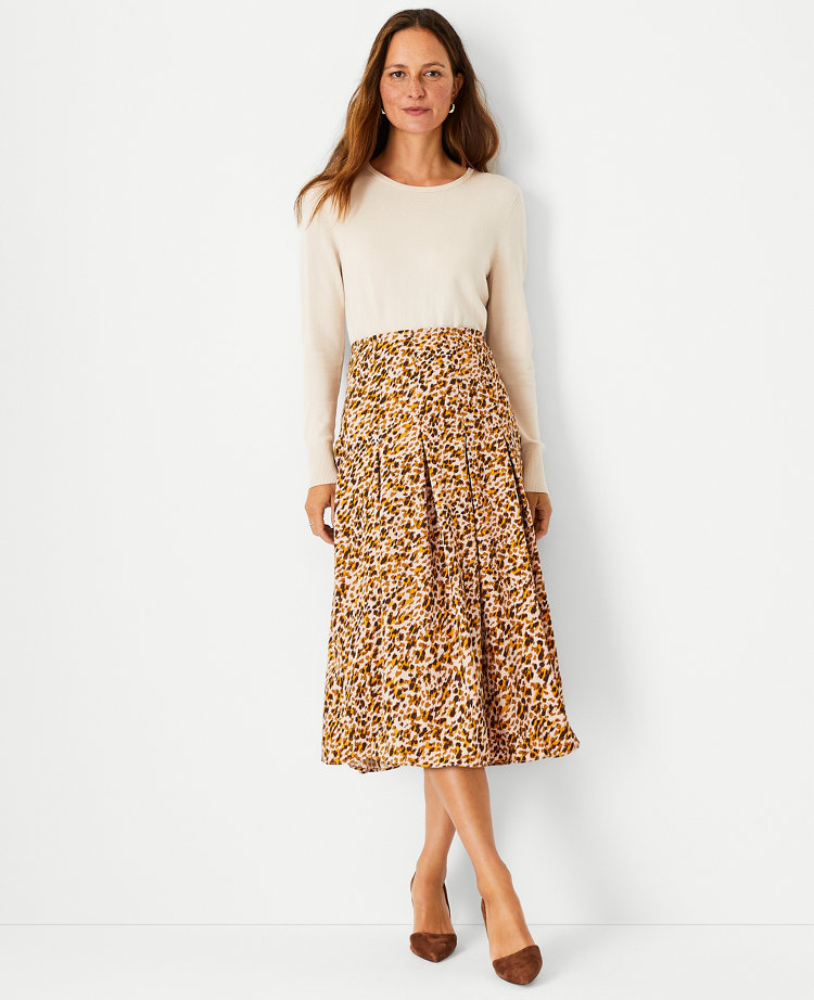 Animal Print Paperbag Midi Skirt