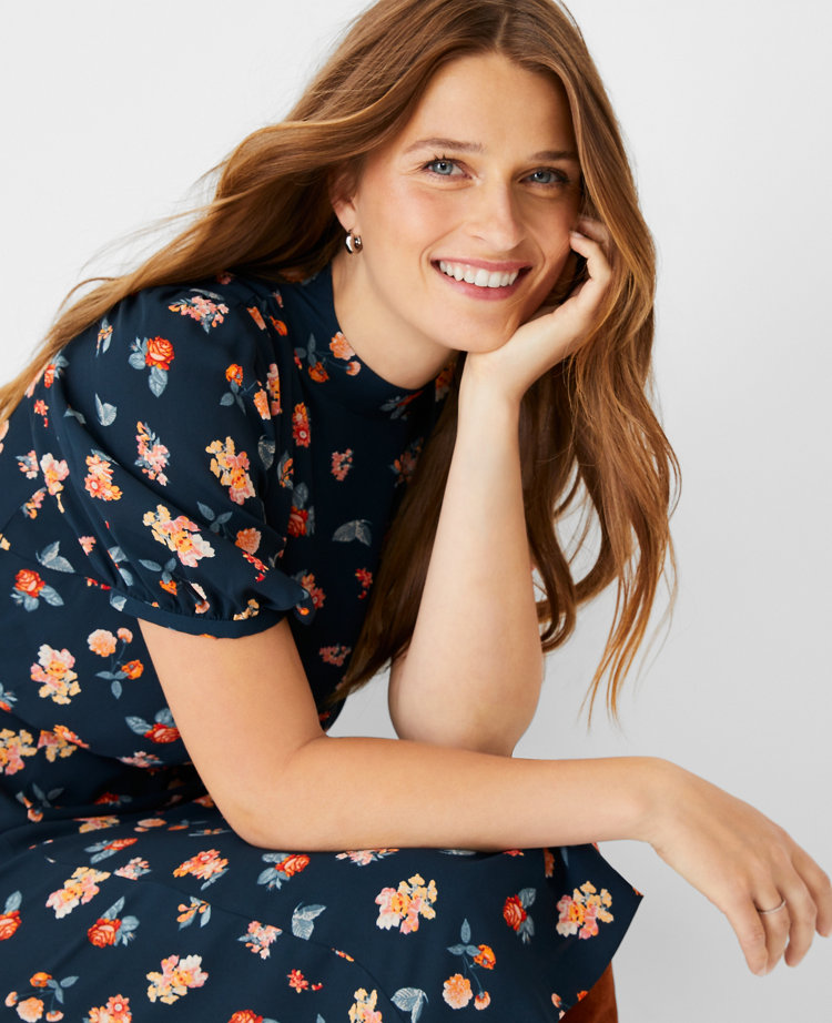 Floral Blouson Midi Dress