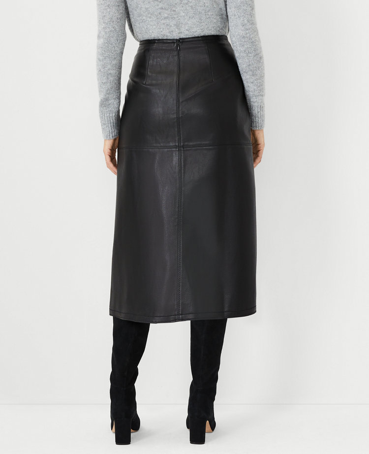 【U LAN】Bridge Washed Leather Skirt 