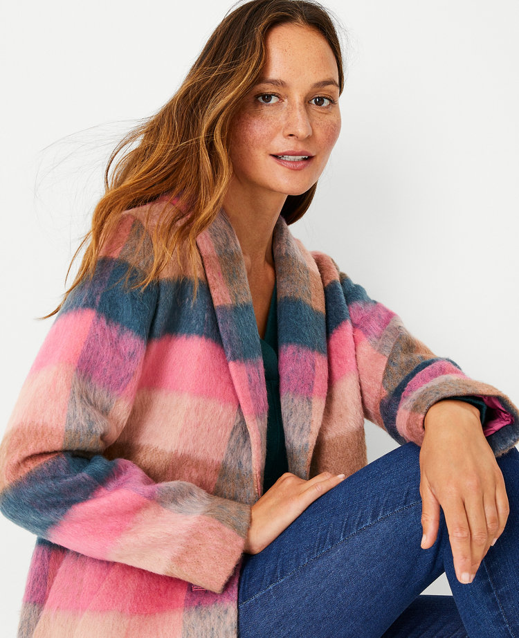 Petite Checked Boucle Cocoon Coat