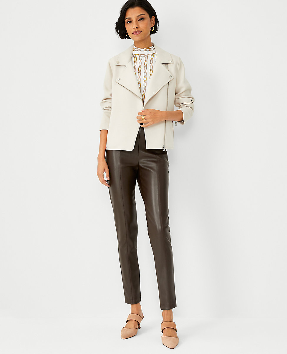 The Petite Faux Leather Seamed Side Zip Legging
