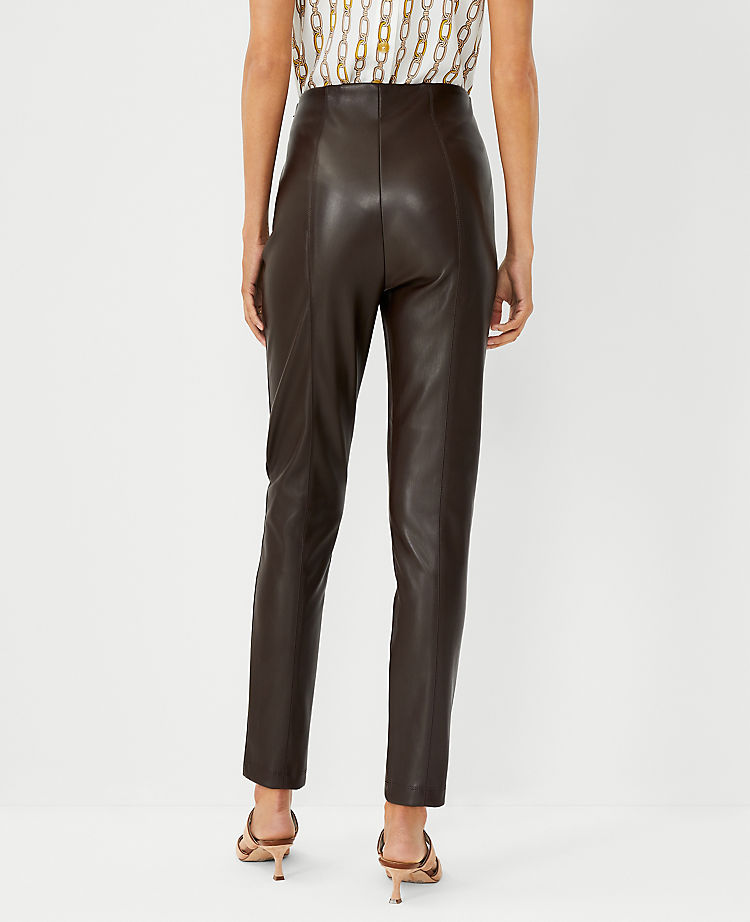 The Petite Faux Leather Seamed Side Zip Legging