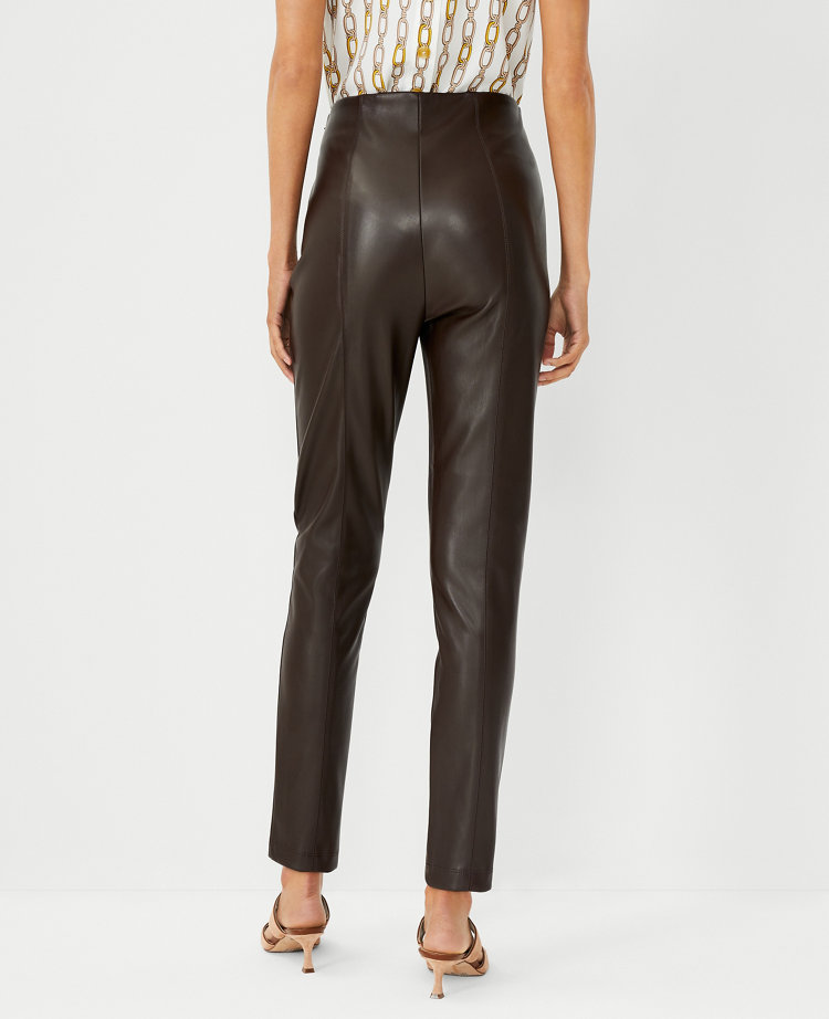 Petite Faux Leather Seamed Skinny Pants