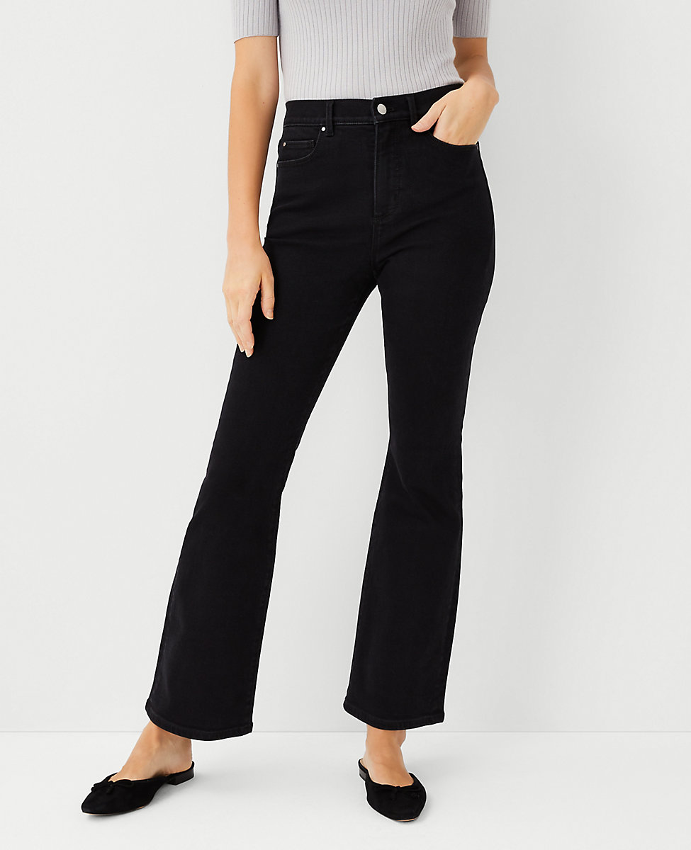 Sculpting Pocket High Rise Boot Cut Jeans in Washed Black