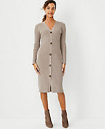 Ribbed Button Trim Sweater Dress carousel Product Image 1
