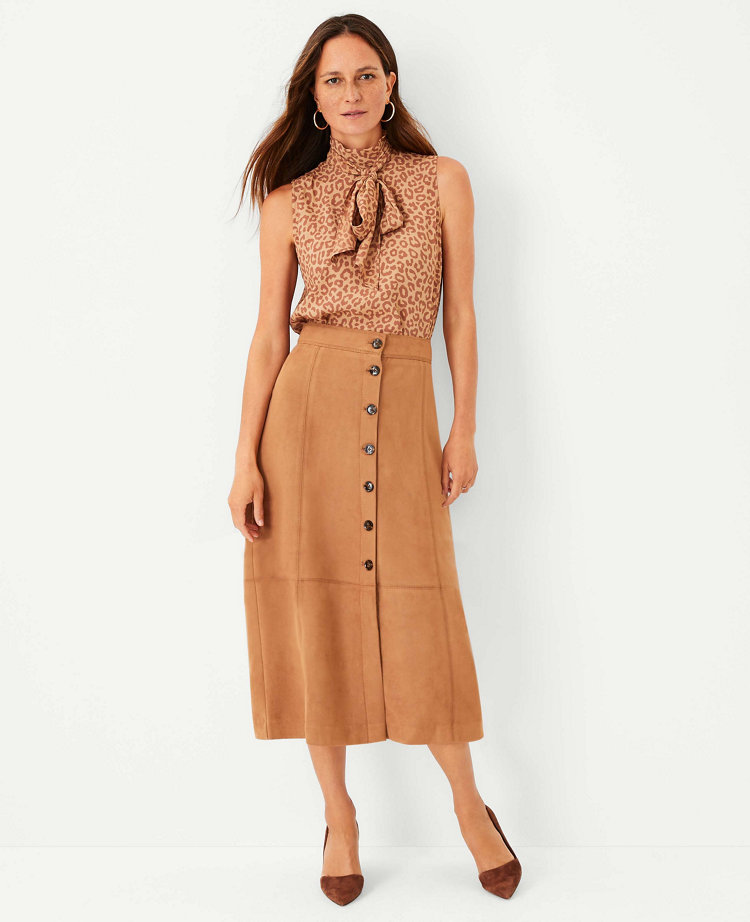 Faux suede skirt midi best sale