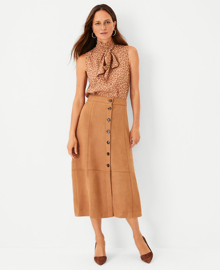 ann taylor faux suede skirt