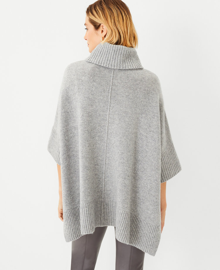 Ann Taylor Cashmere deals Turtleneck Asymmetrical Poncho Sweater Grey Size XS/S