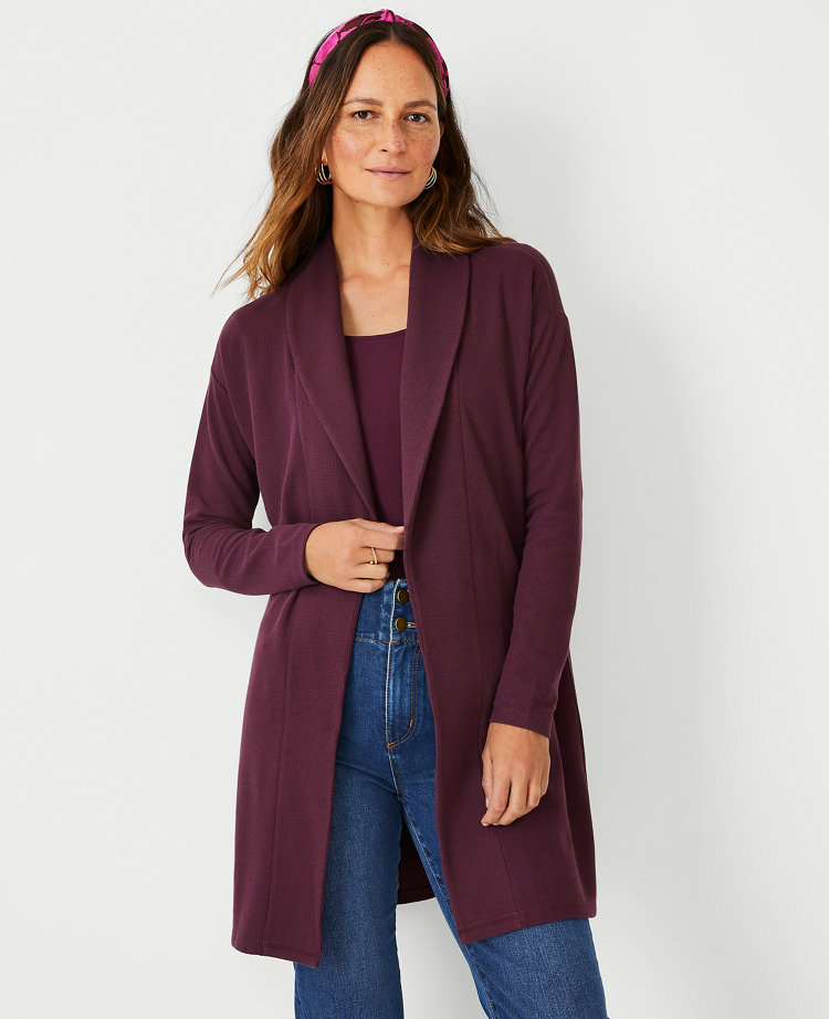 Shawl-collar open cardigan