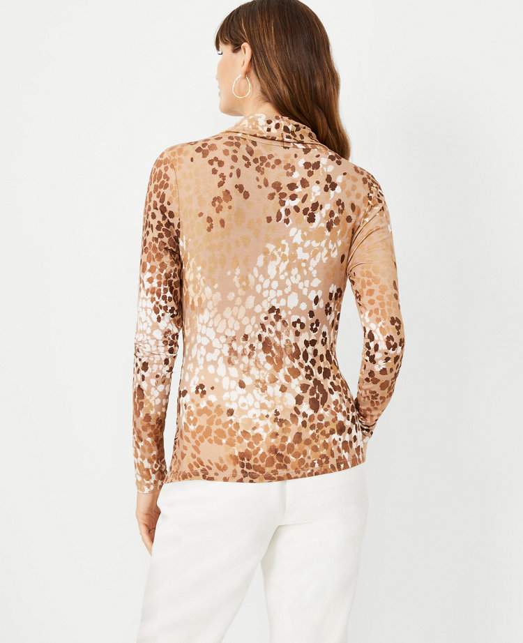 Petite Animal Print Shawl Collar Wrap Top
