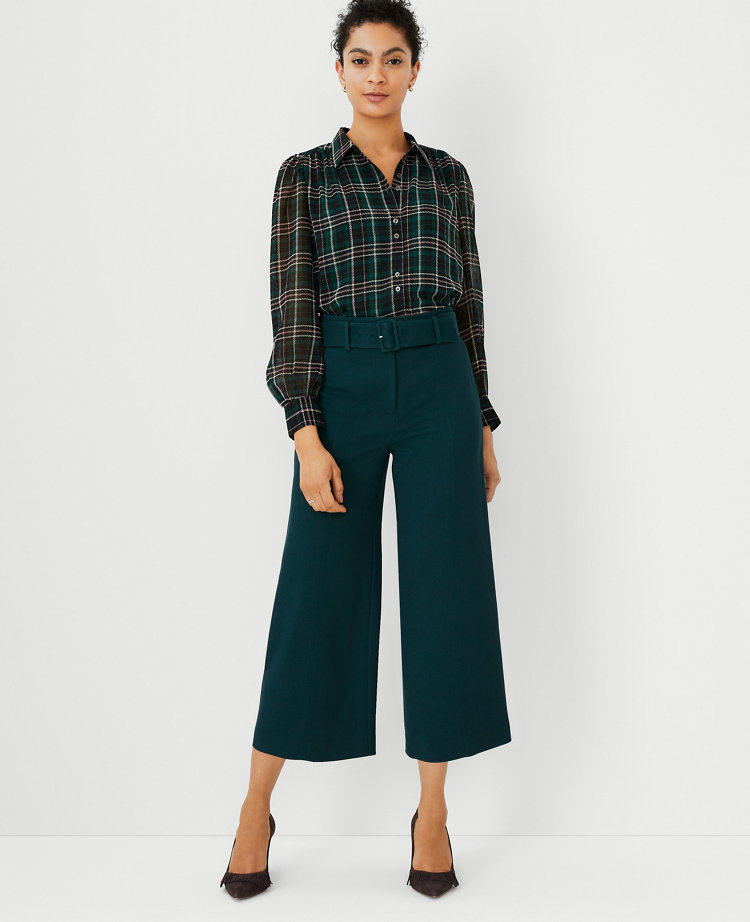 Ann Taylor The Petite Belted Culotte Pant In Emerald Forest