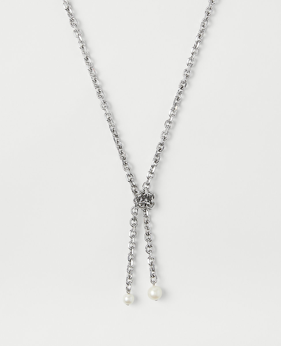 Pearlized Knot Lariat Necklace