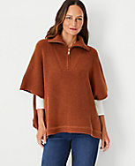 Ribbed Zip Poncho Sweater carousel Product Image 1
