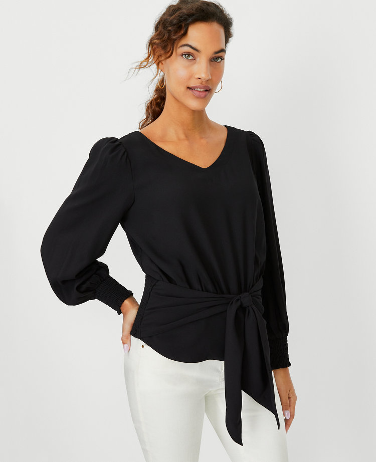 Tie Waist V-Neck Top