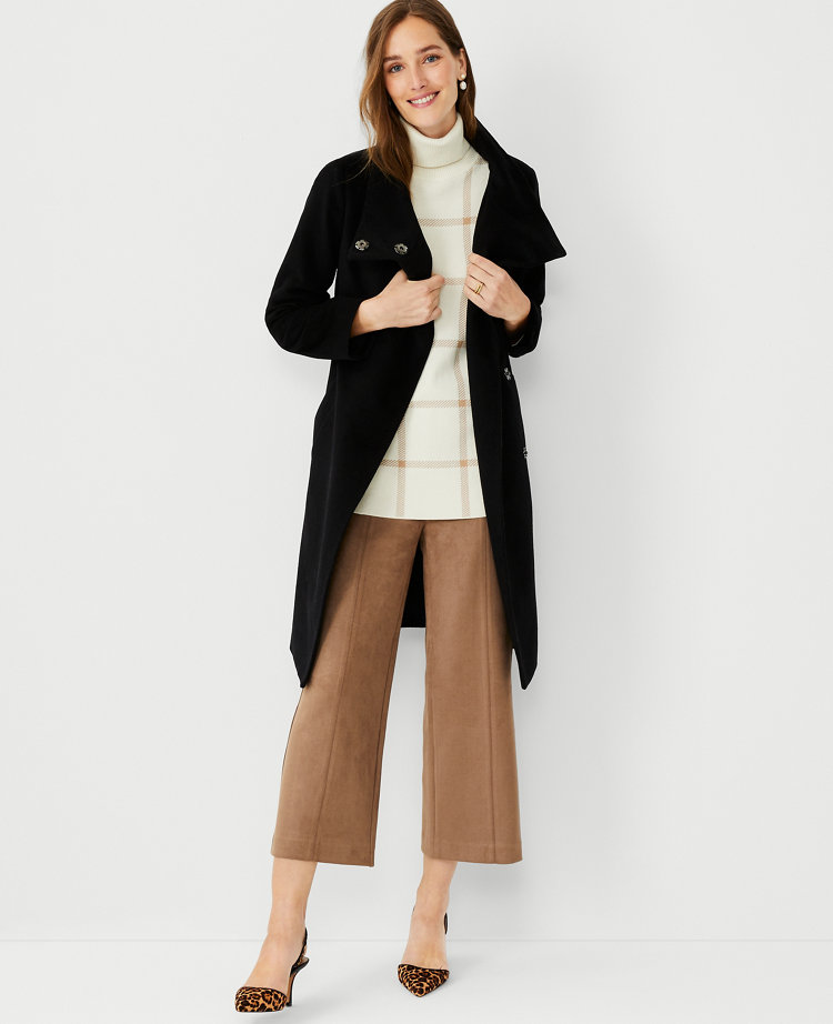 Mark Alan Women's Long Wool Belted Wrap Coat 