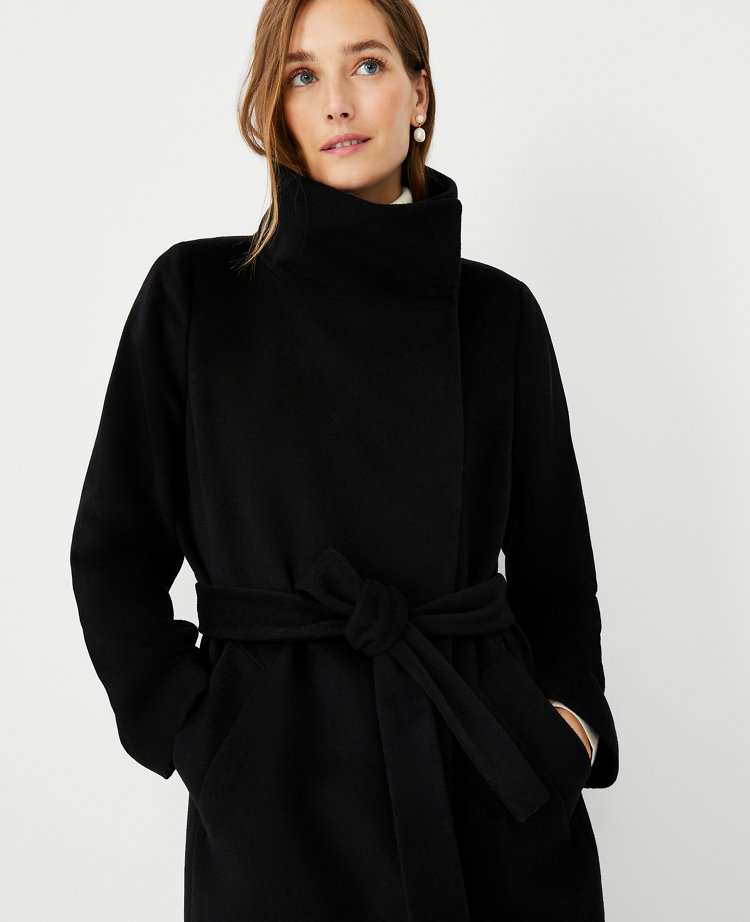 Womens black 2025 funnel neck coat