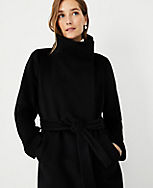 Wool Blend Belted Funnel Neck Coat carousel Product Image 3