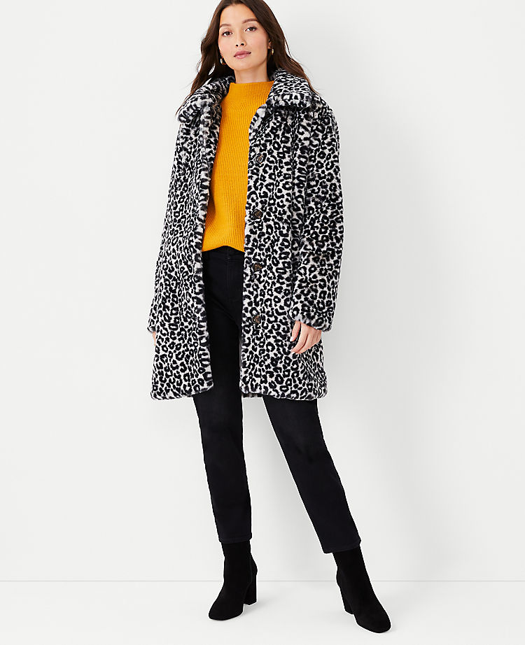 Leopard Print Faux Fur Coat 
