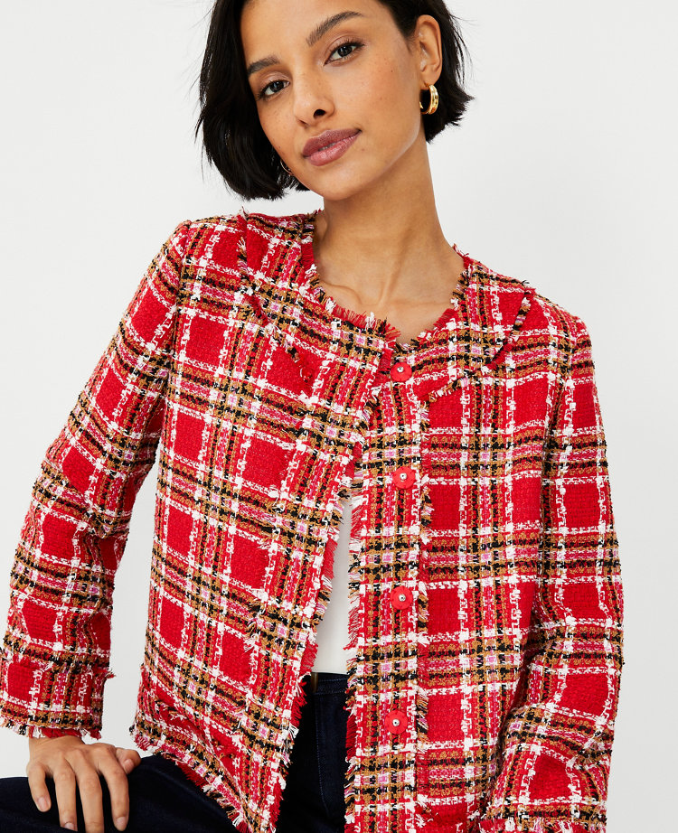 Plaid best sale tweed coat