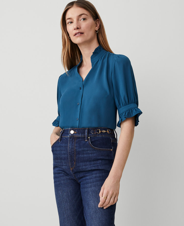 Ann taylor ruffle top on sale