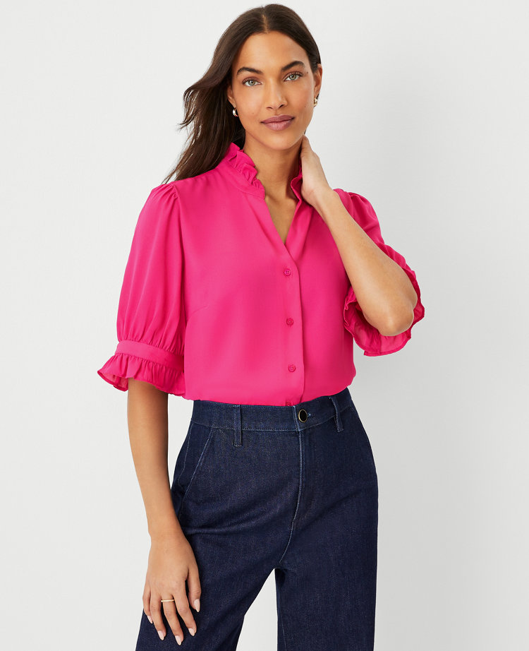 Ruffle Button Top