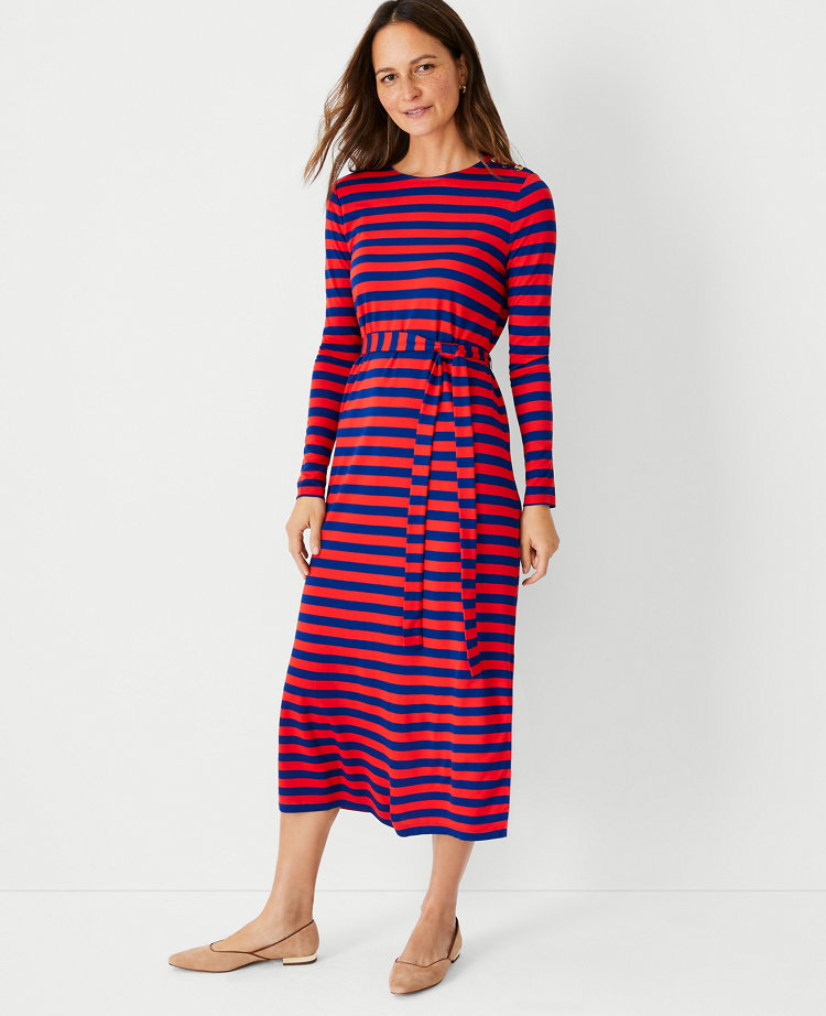 Striped tie shop waist dress