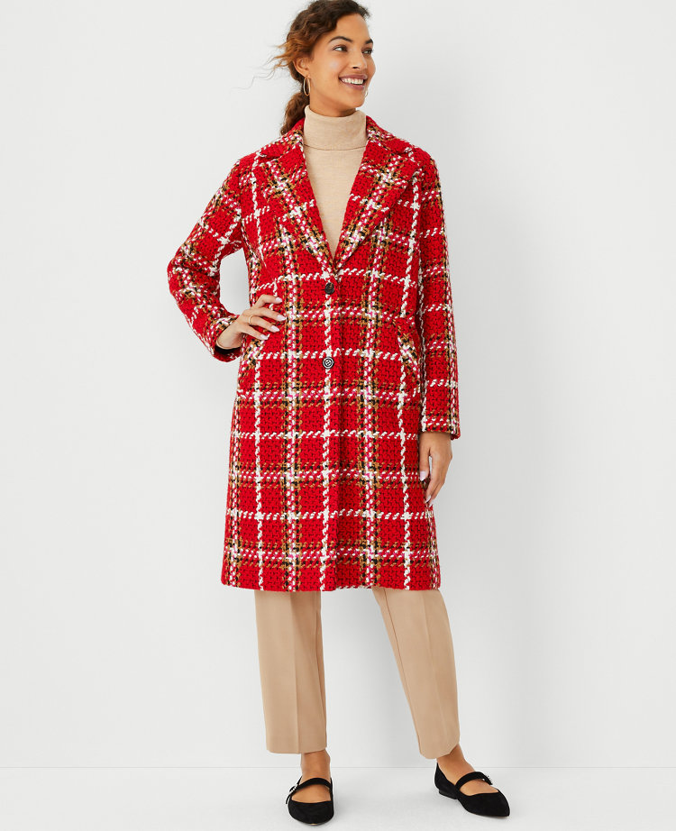 Petite Plaid Cocoon Coat