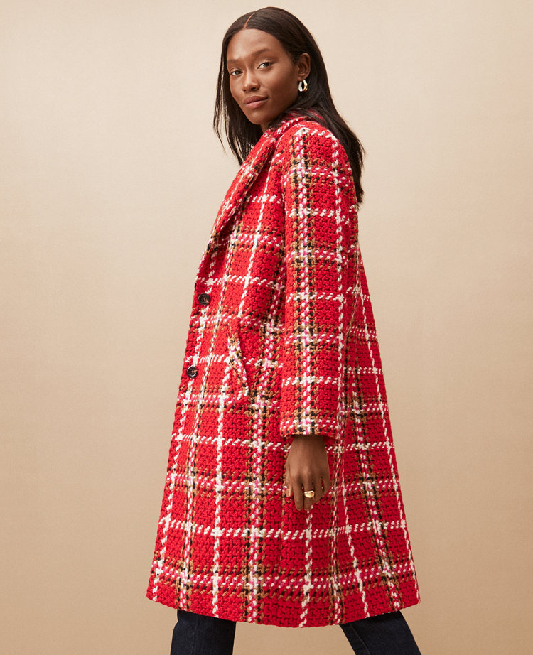 Petite Plaid Cocoon Coat