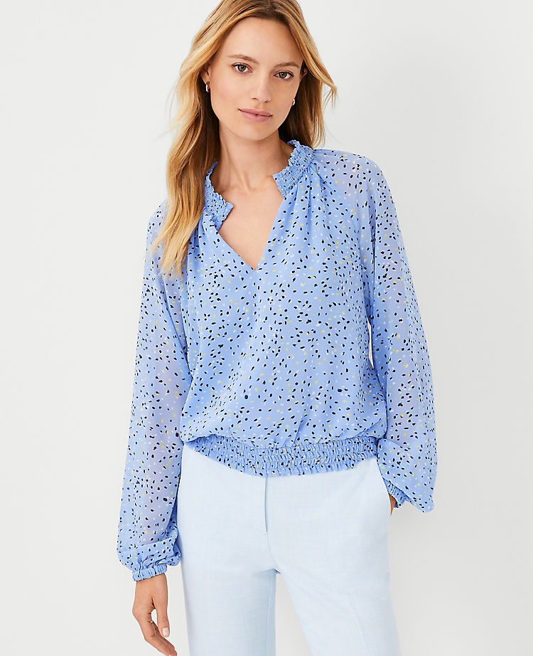 Flecked Smocked Top