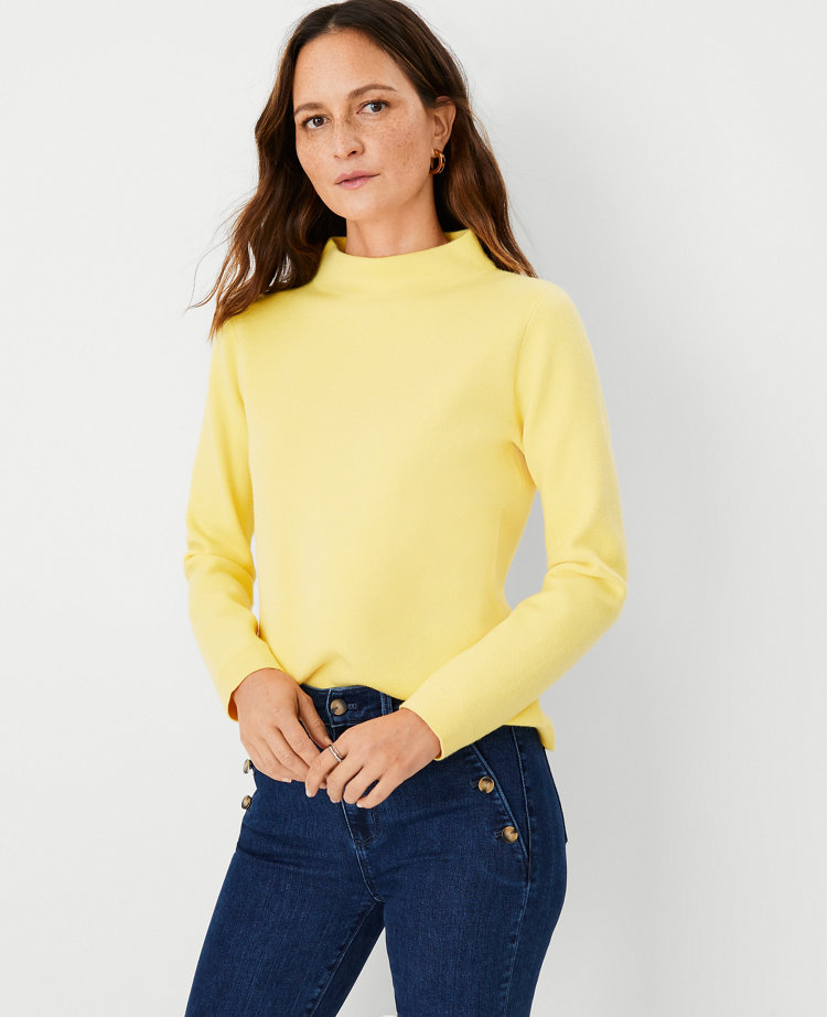 Yellow mock neck sweater top